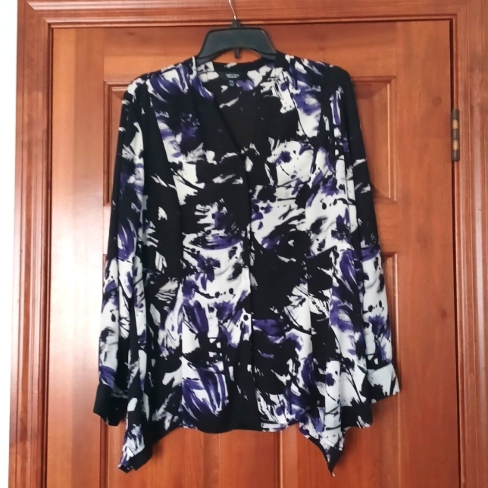 Simply Vera Structured Blouse, PXL, Black, white & purple